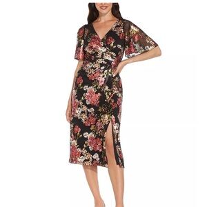 Adrianna Papell Faux Wrap Floral Dress